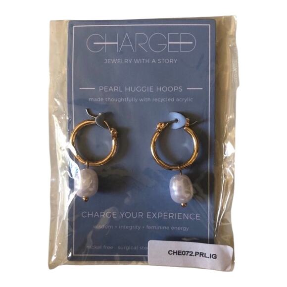 Charged NWT Jewelry Removable Pearl And Stone Huge Earrings Nickel Free - Picture 2 of 8